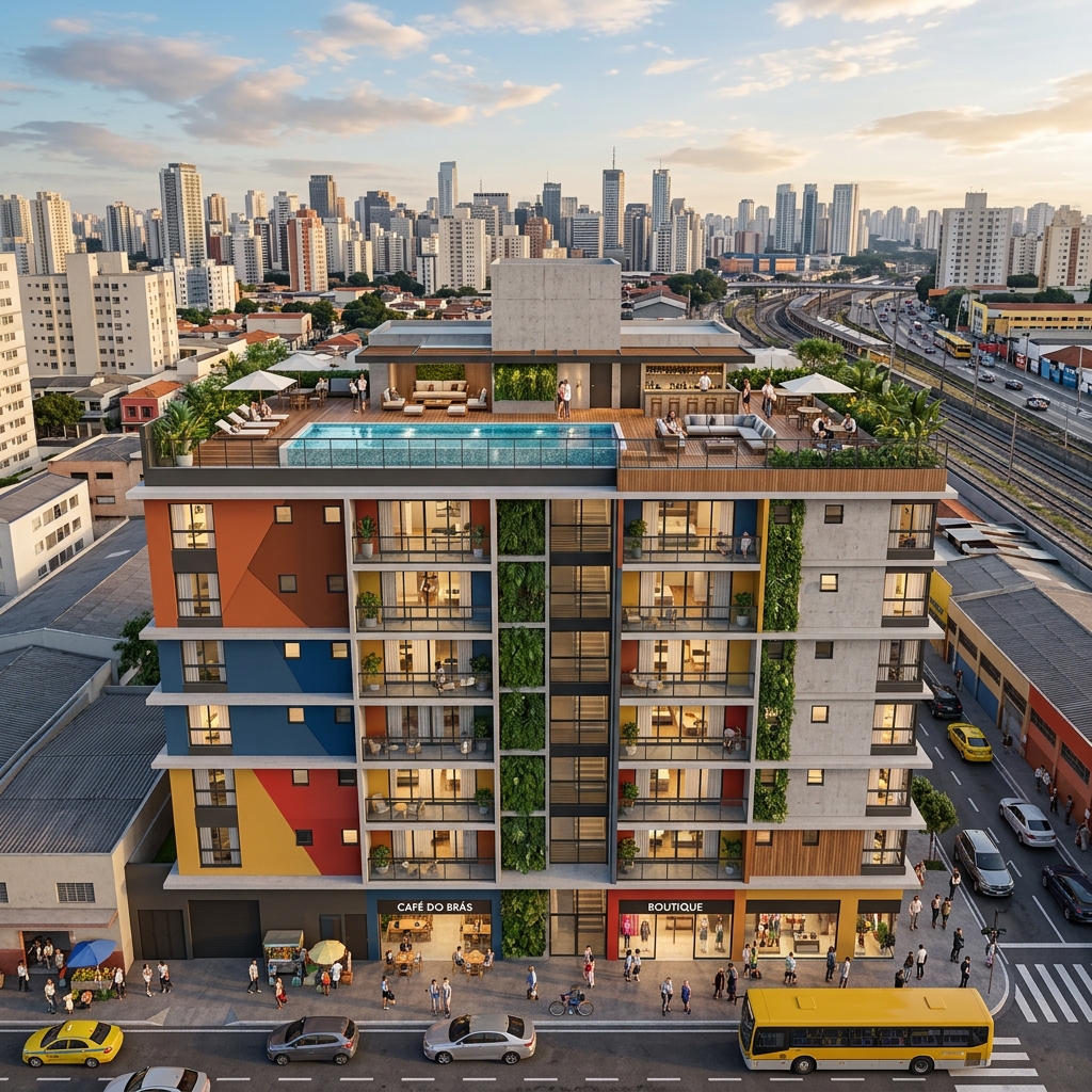 Edifício Brás Urban Living - Estúdios de luxo para investimento no Brás em São Paulo
